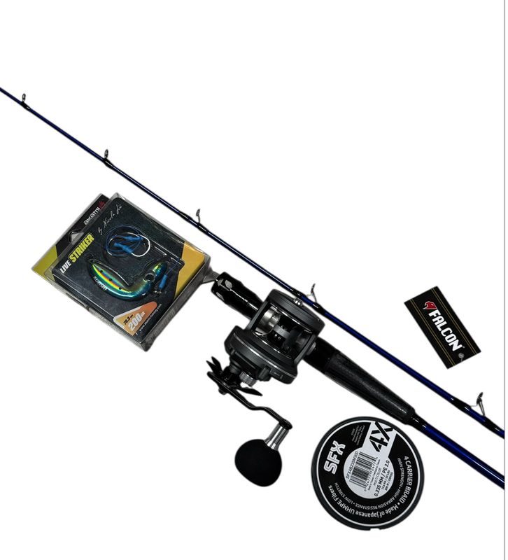 Combo Jigging 1: Falcon Verado Jigger + Tica Force Jig5HL + Sufix SFX4 0.235mm + Akami Live Striker 200gr