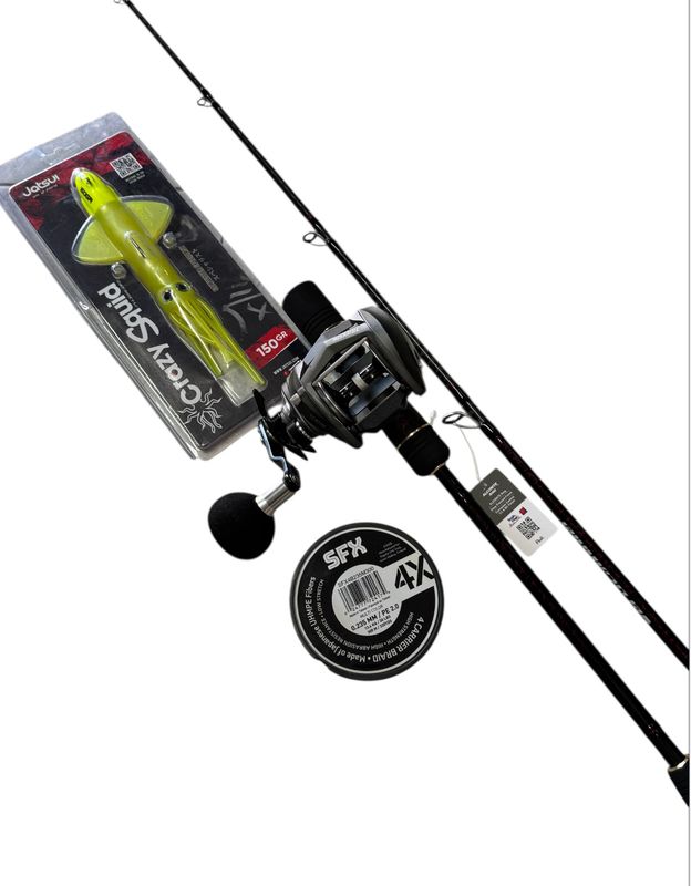 Combo Jigging 2: Falcon Vertical Killer + Tica Titan Claw 401H + SFX4 0.235mm + Jatsui Crazy Squid 150gr