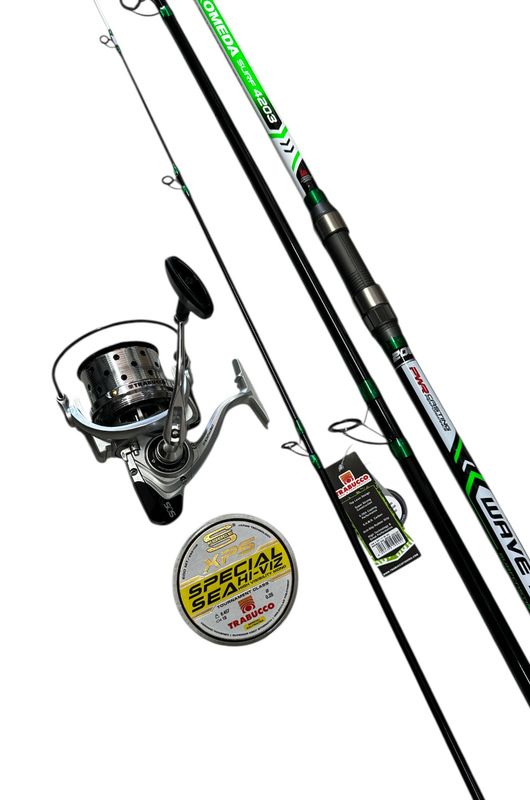 Combo Surfcasting 6: Trabucco Andromeda Surf 4.20m - 200g + Trabucco  Castforce 8000 + XPS Special Sea Hi-Viz 0.28mm 600mt