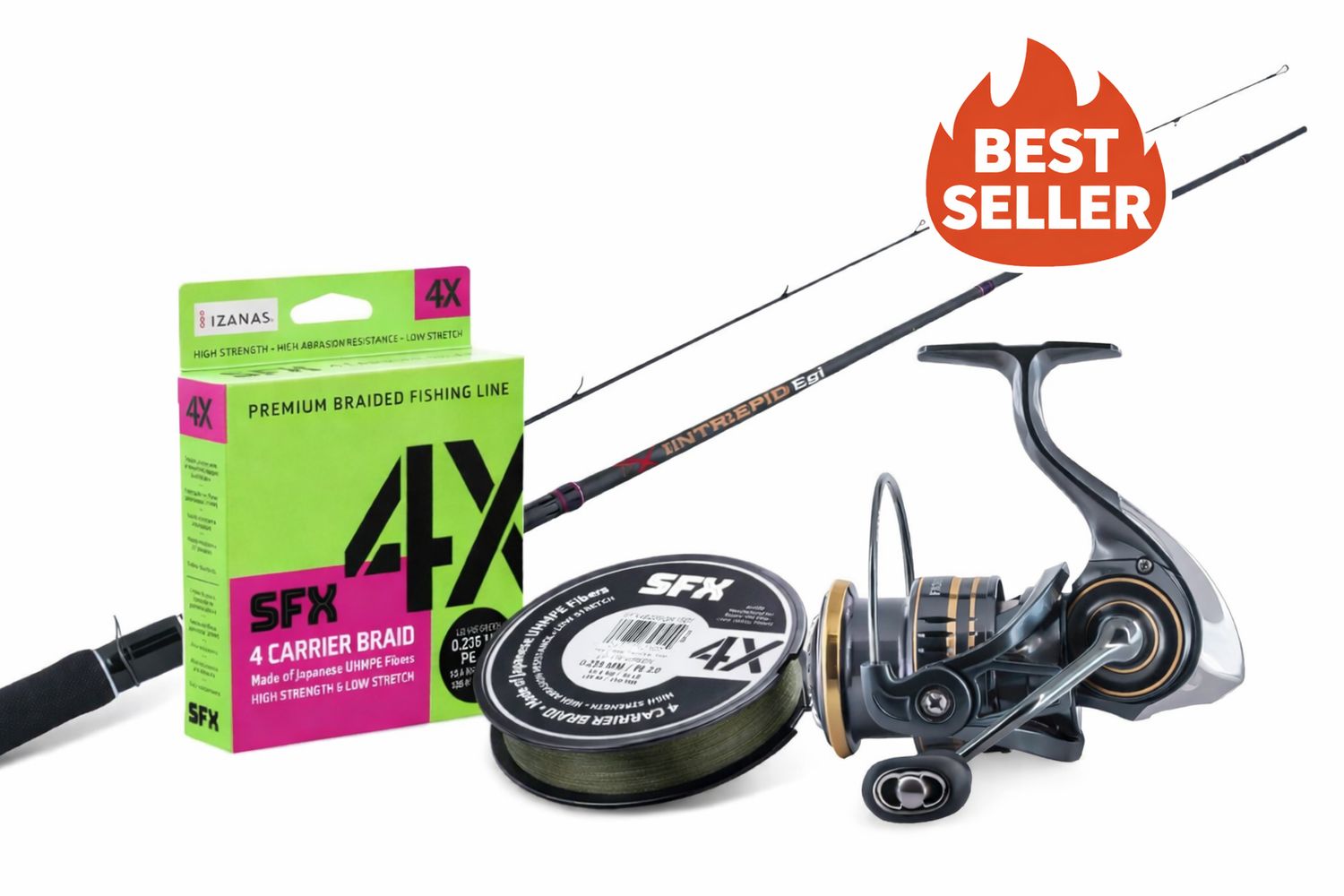 ?BEST SELLER - Combo Eging Intrepid X Flux: Jatsui Intrepid Egi 8'2”- #2.0-4.0+ Wax Flux 3000 + SFX 4x 0.128mm- 150mt