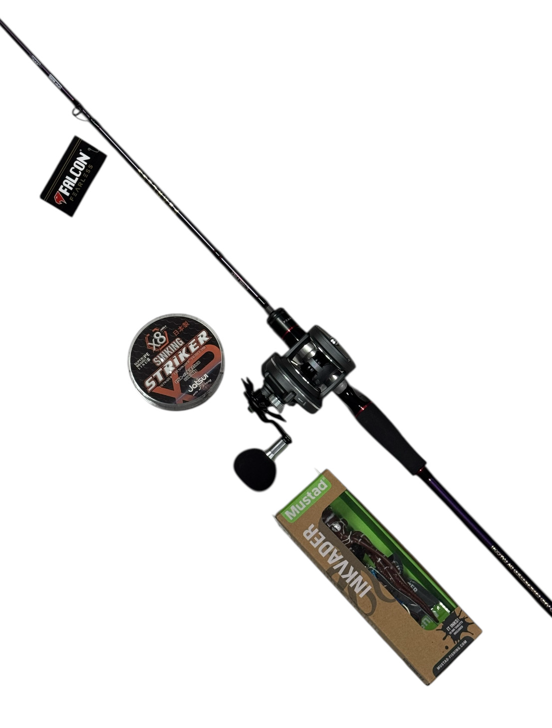 Combo Jigging Fearless X Force: Falcon Fearless 632 180-250gr + Tica Force Jig 5HL + Jatsui Striker X8 300mt 0.25mm + Mustad Inkvader