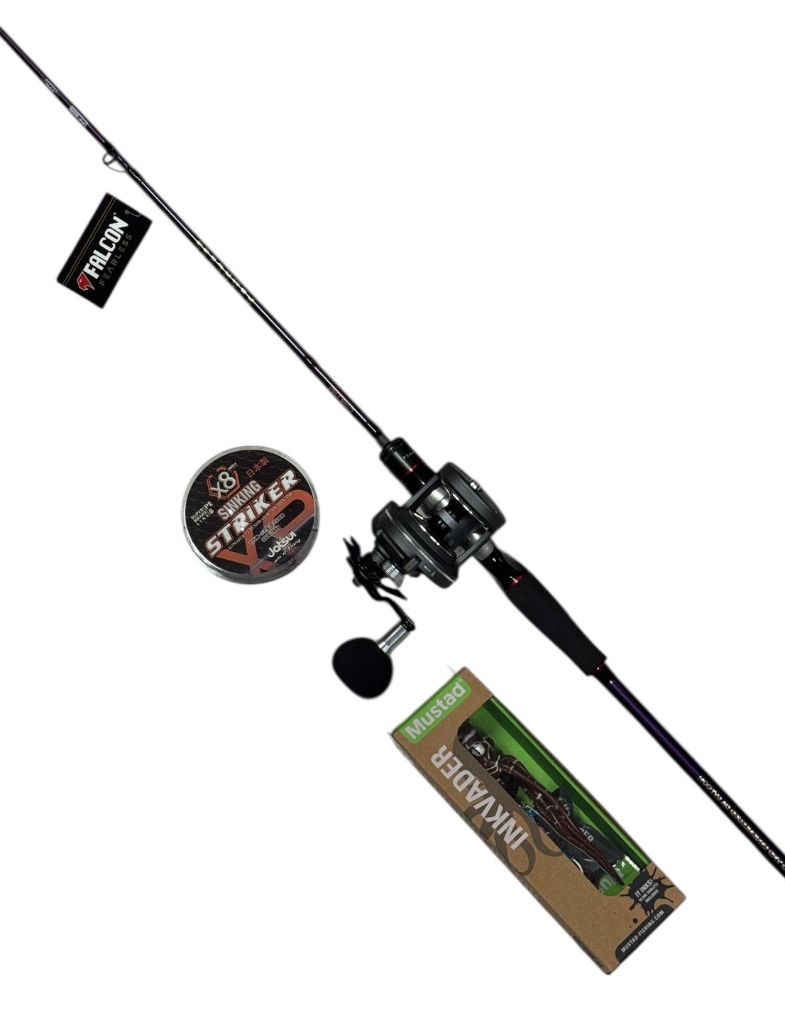 Combo Jigging Fearless X Force: Falcon Fearless 632 180-250gr + Tica Force Jig 5HL + Jatsui Striker X8 300mt 0.25mm + Mustad Inkvader