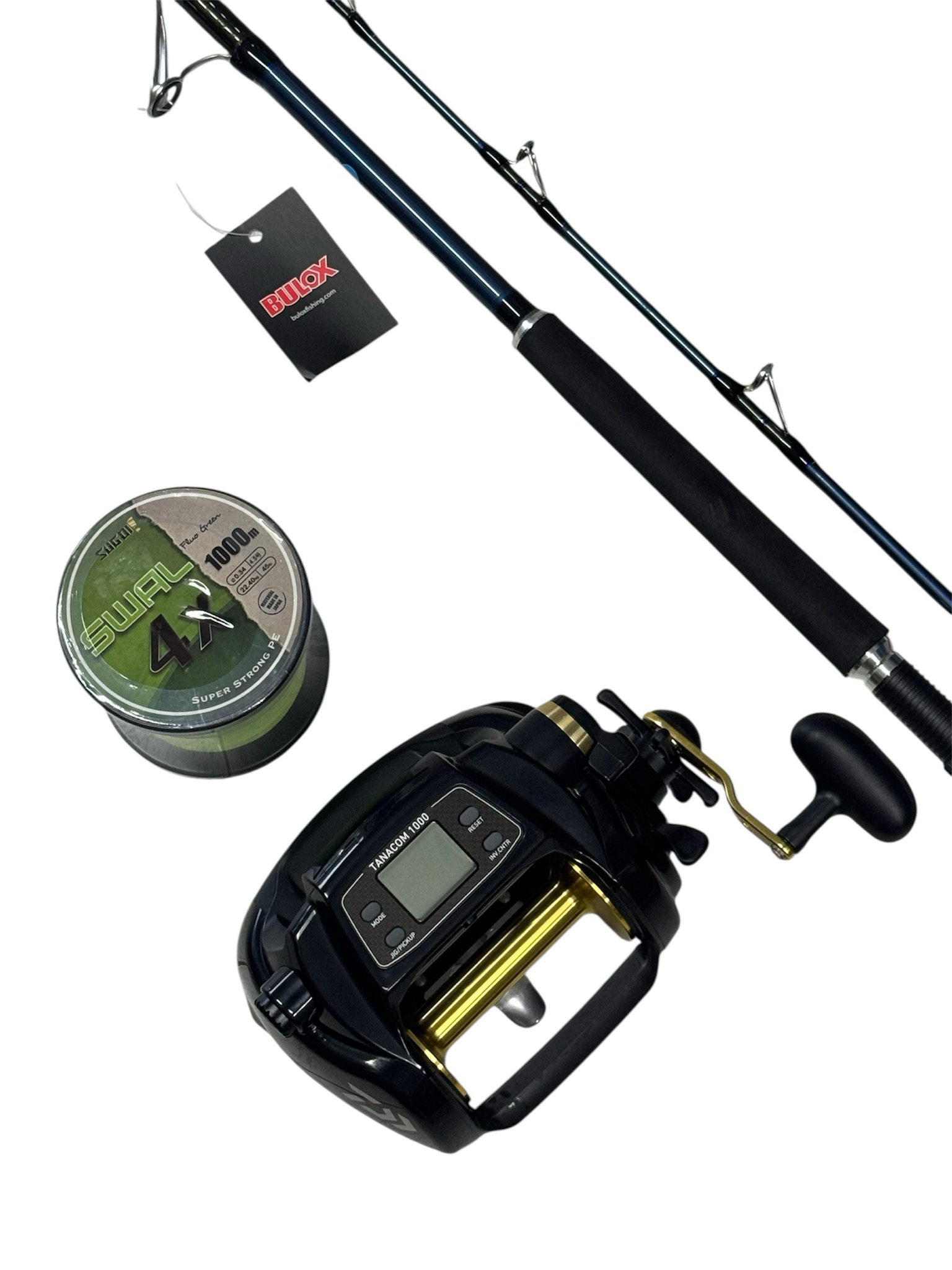Combo Bolentino Profondo: Daiwa Tanacom 1000E + Bulox Blue Boat 2.70m - 1.5Kg - Sugoi Swal 0.34mm - 1000m