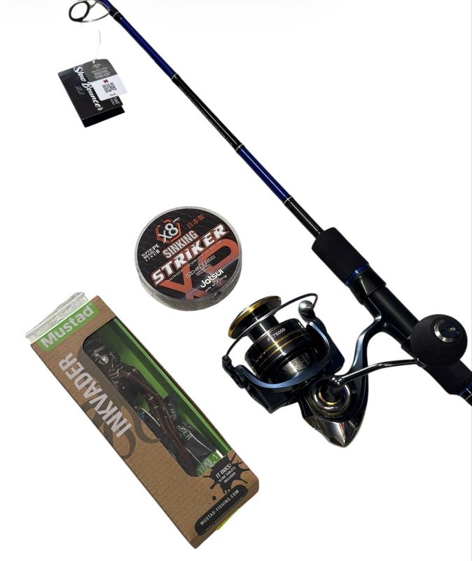 Combo Jigging Mustad X Wax: Mustad Slow Bouncer 500g + Wax Flux Extreme 6000 + OMAGGIO Jatsui Striker X8 300m 0.25mm + Mustad Inkvader 150g