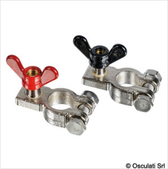 Coppia Morsetti Batteria in Ottone Cromato