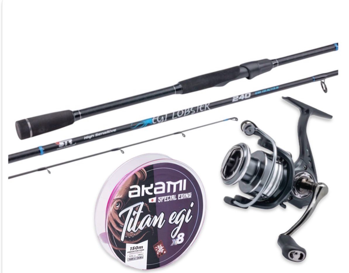 ?Best Price - Combo Eging: Alcedo Egi Lobster 2.40m - Egi #2-3.5 + Alcedo Omnia 3000 + Akami Titan Egi X8 150m - Pink - 0.12mm ?Best Price - Combo Eging: Alcedo Egi Lobster 2.40m - Egi #2-3.5 + Alcedo Omnia 3000 + Akami Titan Egi X8 150m - Pink - 0.12mm