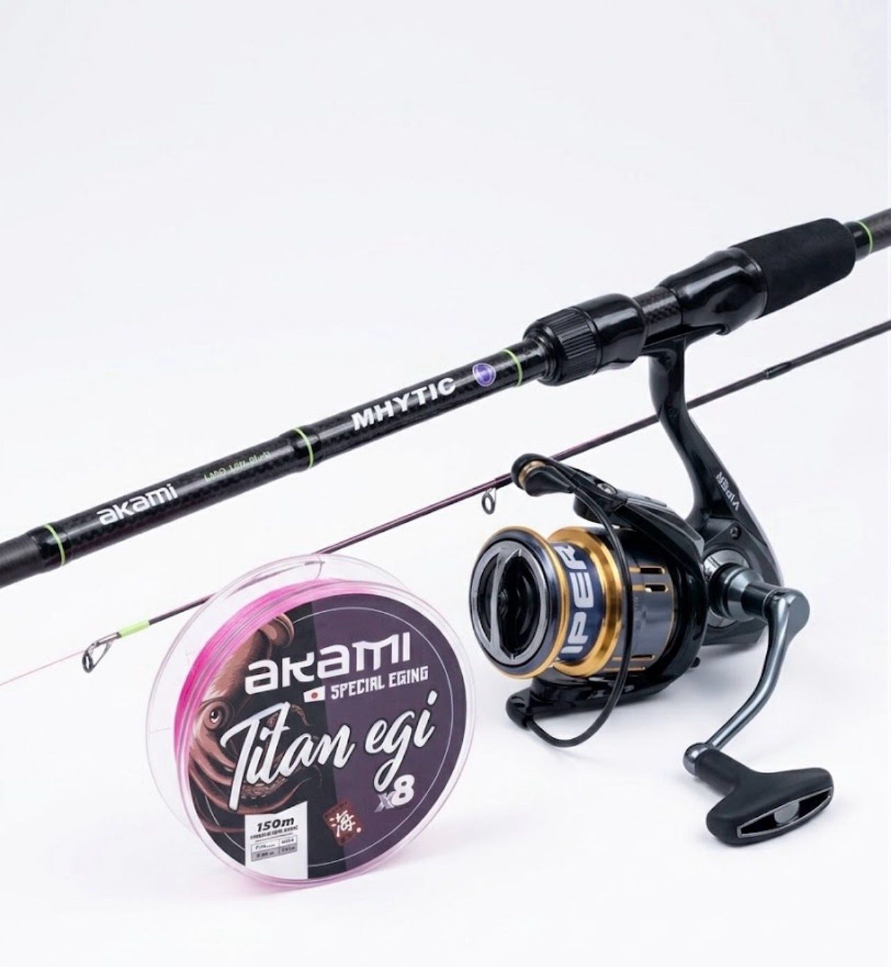 Combo Eging: Akami Mhytic Egi 2.65m - Egi #2.5-3.5 + Alcedo Viper 3000 + Akami Titan Egi X8 - 150m Pink 0.12mm Combo Eging: Akami Mhytic Egi 2.65m - Egi #2.5-3.5 + Alcedo Viper 3000 + Akami Titan Egi X8 - 150m Pink 0.12mm
