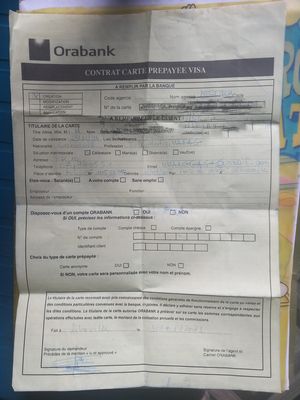 MOUSSOUNDA IKAPI Bertrand . ORABANK Contrat  ( en possession)