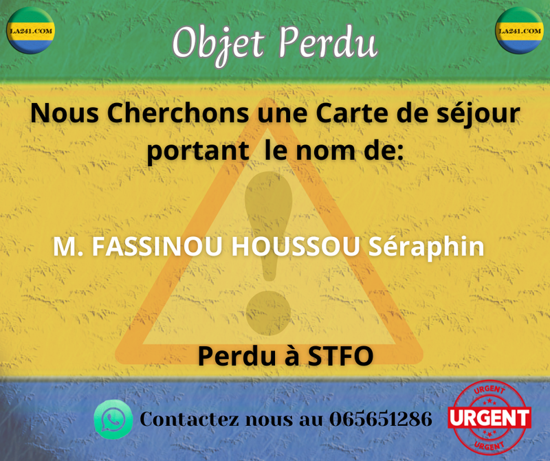 M.FASSINOU Houssou Ser. (carte de séjour recherchée)