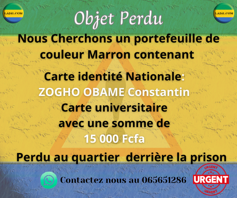 ZOGHO OBAME  (porte feuille et piece d&#39;identité )