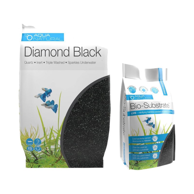 AquaNatural Bio Substrate and Dry Substrate kit for New and existing Aquariums, Diamond Black