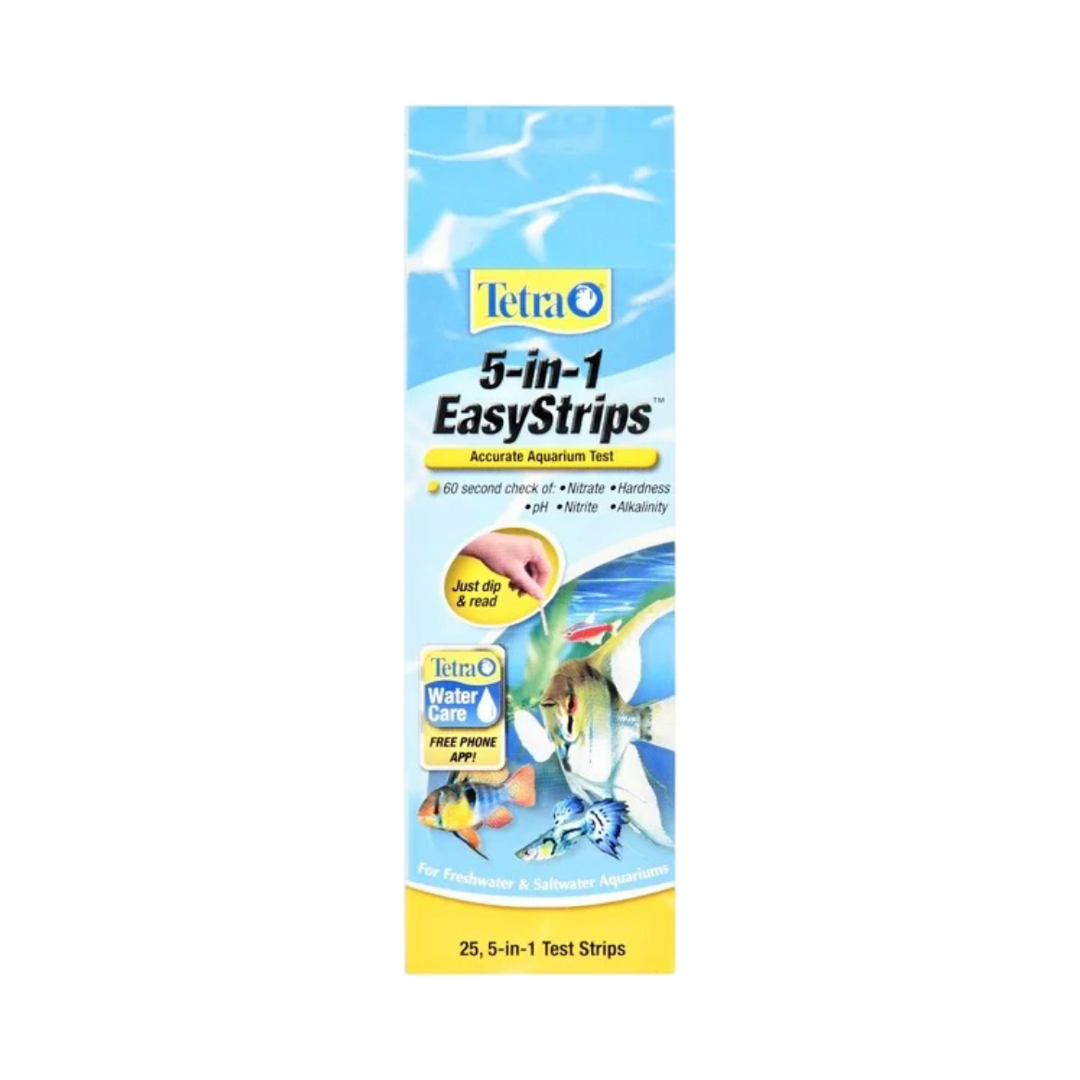 Tetra 5-in-1 EasyStrips Accurate Aquarium Test Kit, 25-Count