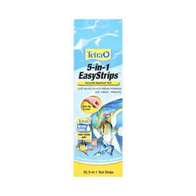 Tetra 5-in-1 EasyStrips Accurate Aquarium Test Kit, 25-Count
