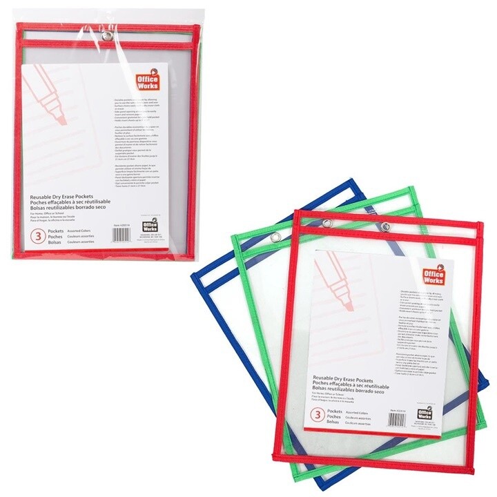 Reusable Dry Erase Pockets (3 Pockets)