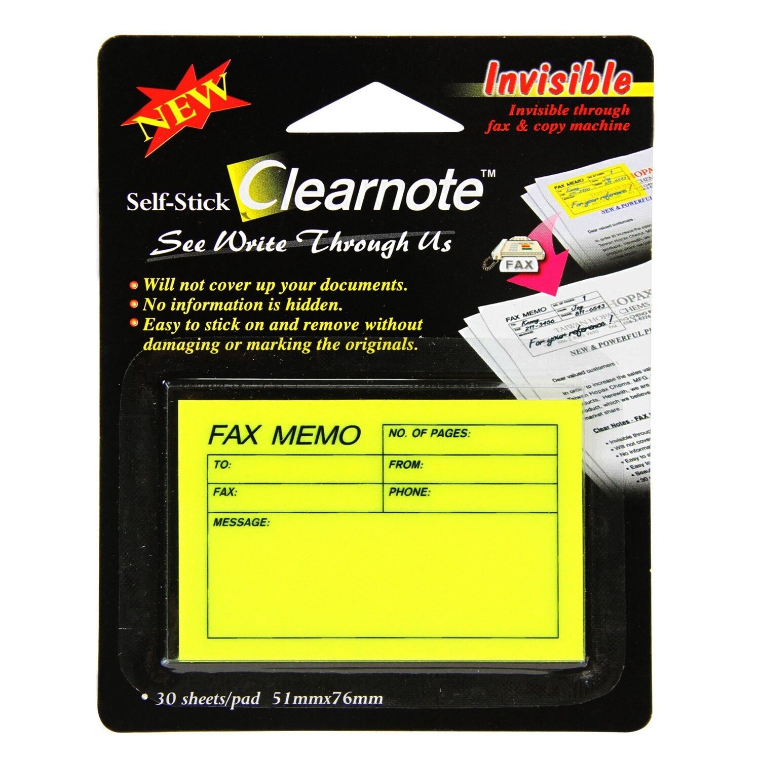 Self Stick Clearnote (30 Sheets)