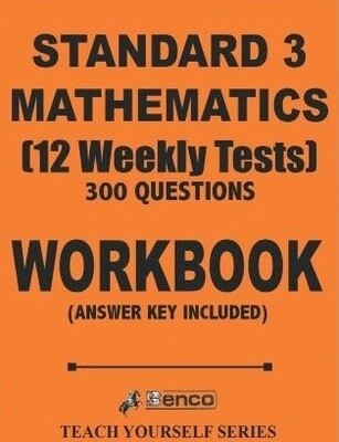 Standard 3 Mathematics- 12 Weekly Tests 300 Questions Workbook