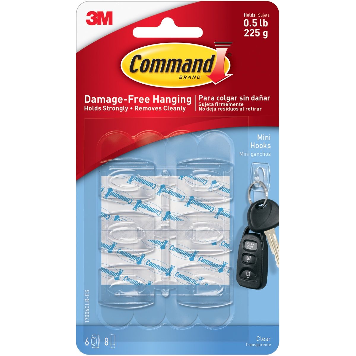 Command Hooks Clear 0.5lb - 6pcs