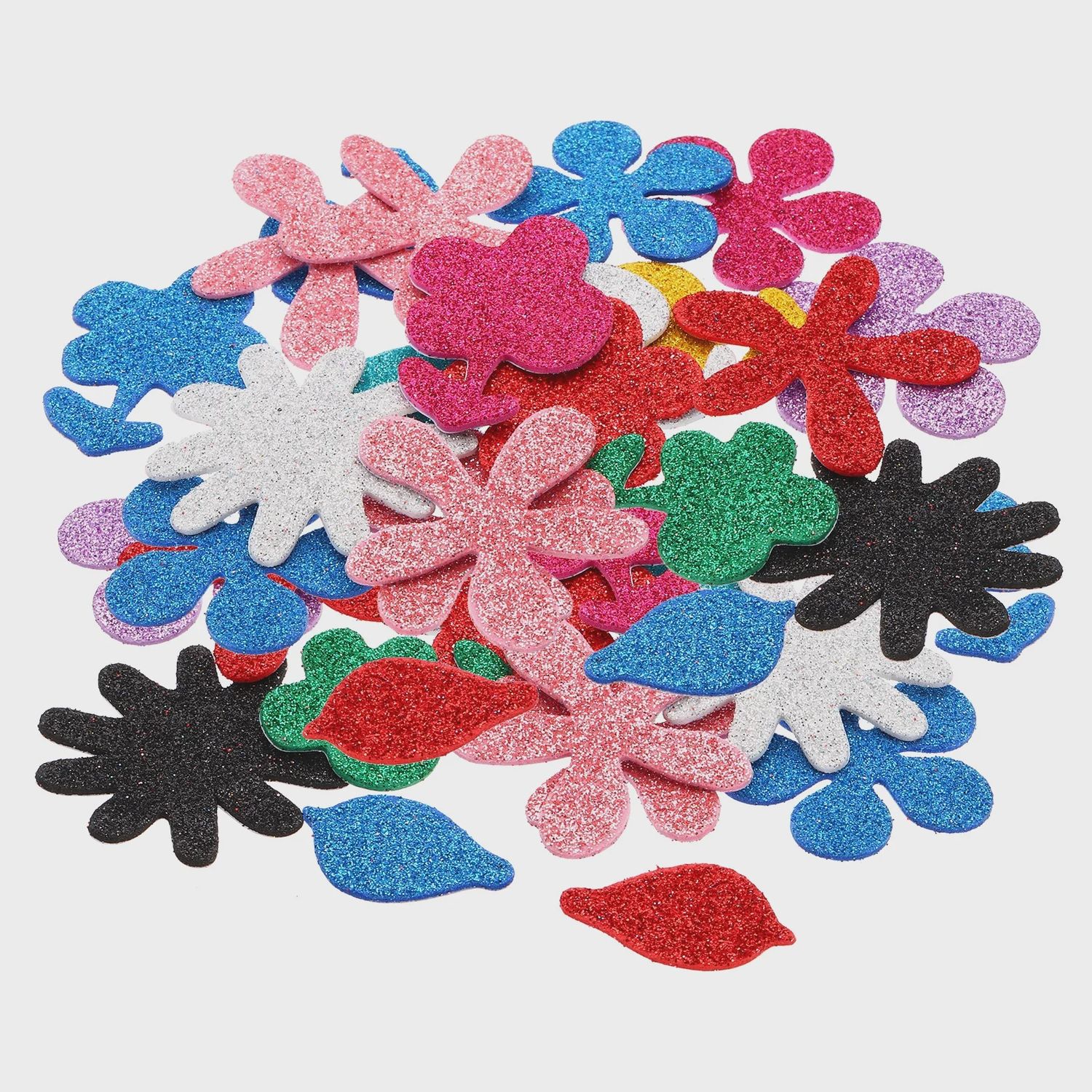 Glitter Foam Shaped Stickers- Flowers