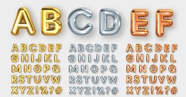 Metallic Alphabet Stickers 3D