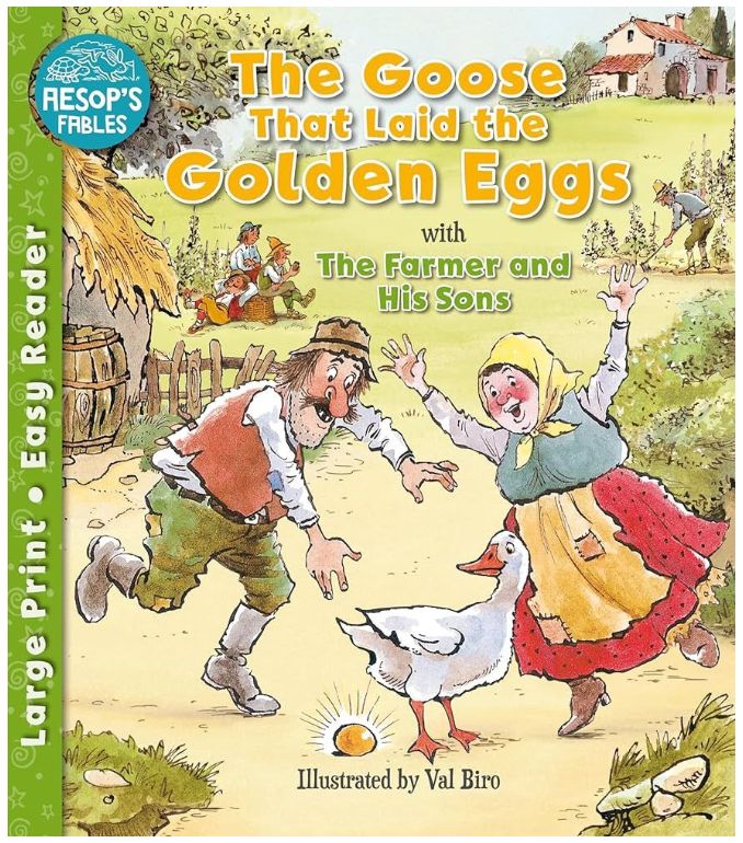 The Goose That Laid the Golden Eggs with Farmer and His Sons