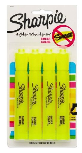 Sharpie Highlighters  4pcs (Yellow)