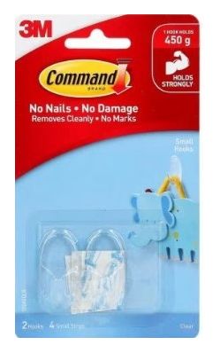 Command Hooks Clear 1lb- 2pcs