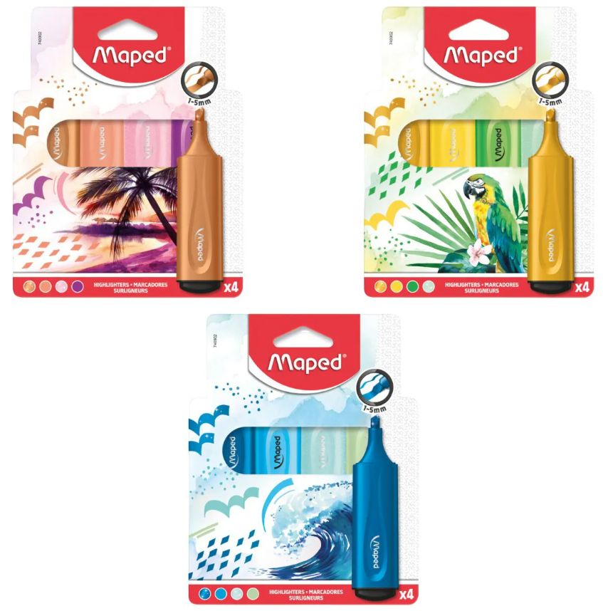 Maped Highlighters- Assorted Themes 4pk Maped Highlighters- Assorted Themes 4pk