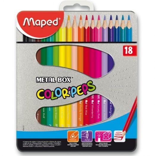 Maped Colour Pencils- Metal Box 18's