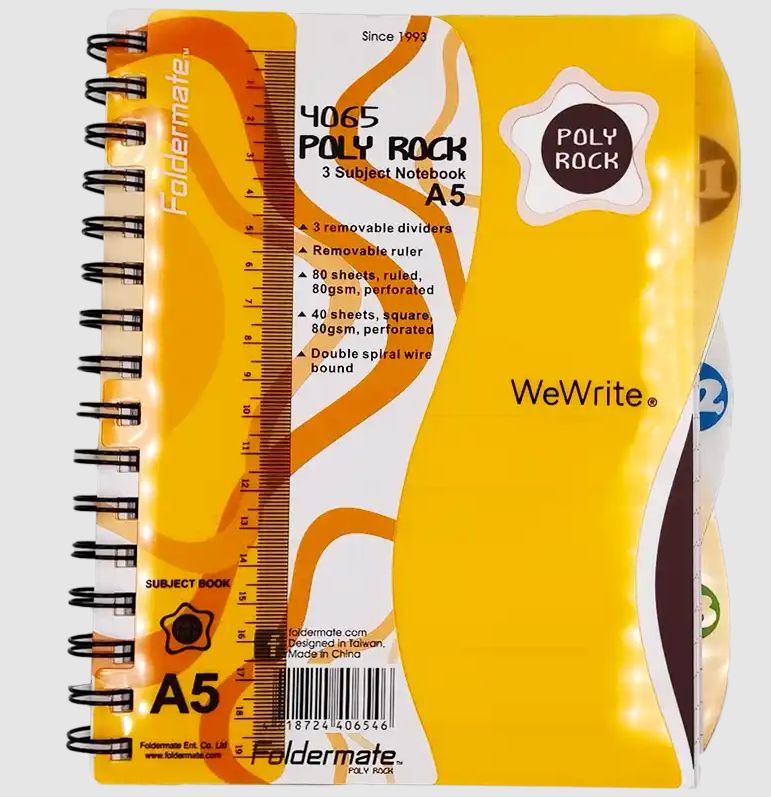 Poly Rock- 3 Subject Notebook A5 (Orange)