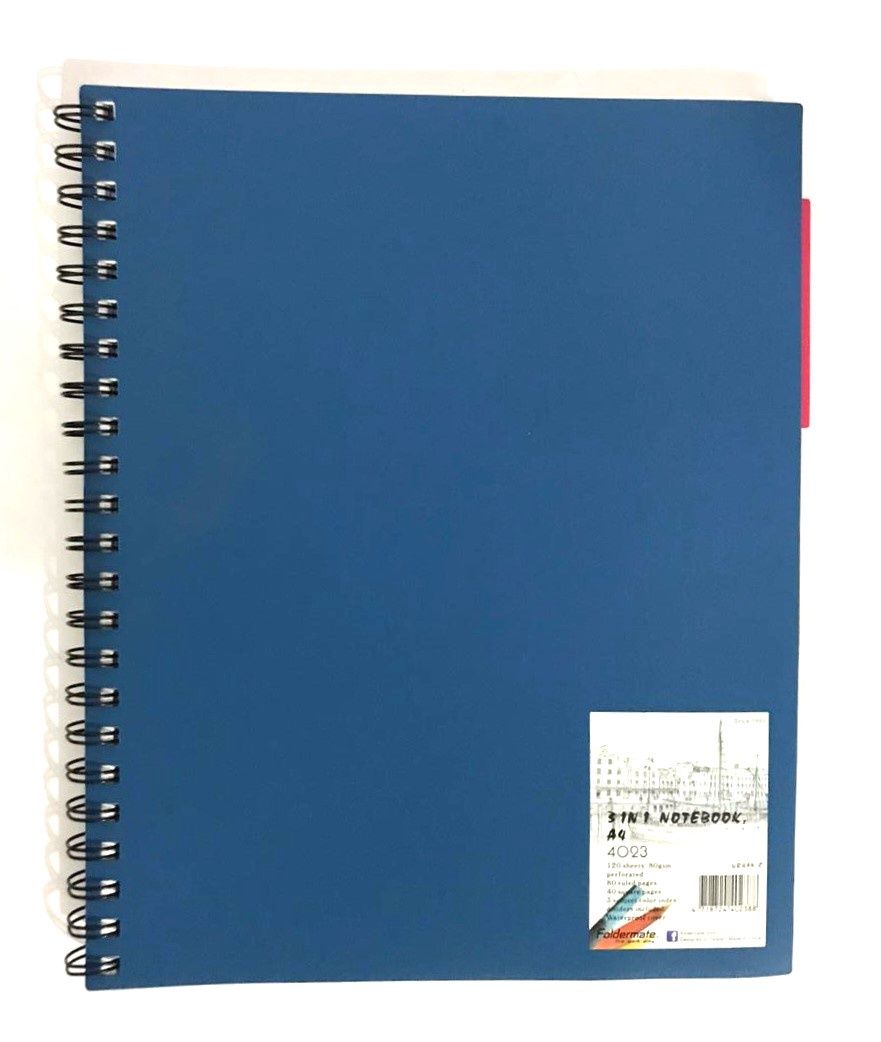 Notebook- Foldermate A4 (3 in 1) Blue Notebook- Foldermate A4 (3 in 1) Blue