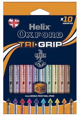 Helix Oxford- Tri Grip Pens 10pcs (Assorted)
