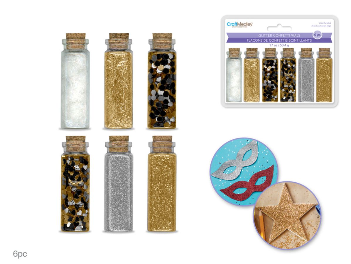 Glitter Confetti Vials- 6pcs (Metallic)