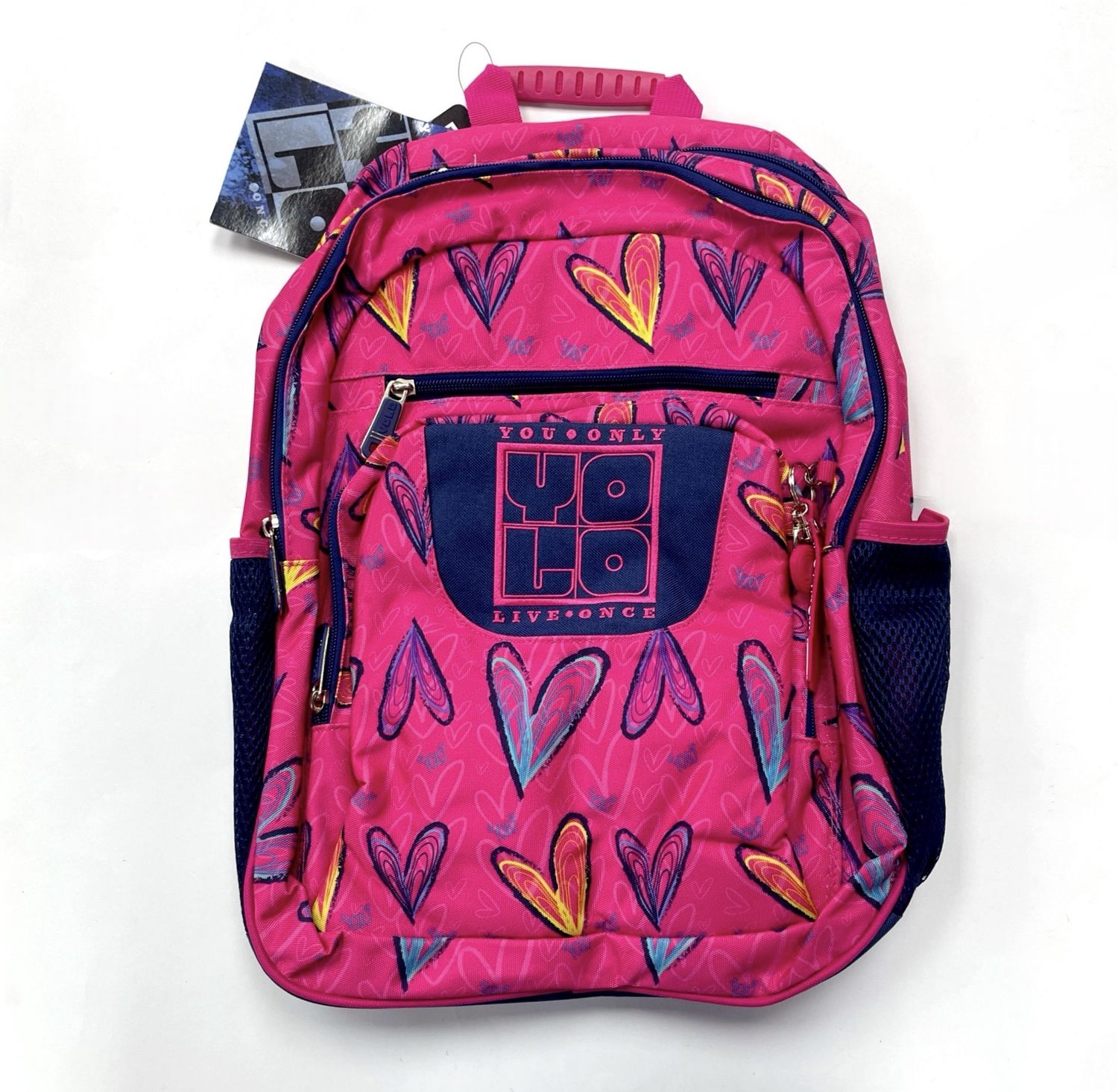 Yolo Backpack- Pink Hearts