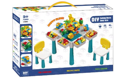 Multifunctional Kids Building Blocks Study Table (with chairs)
