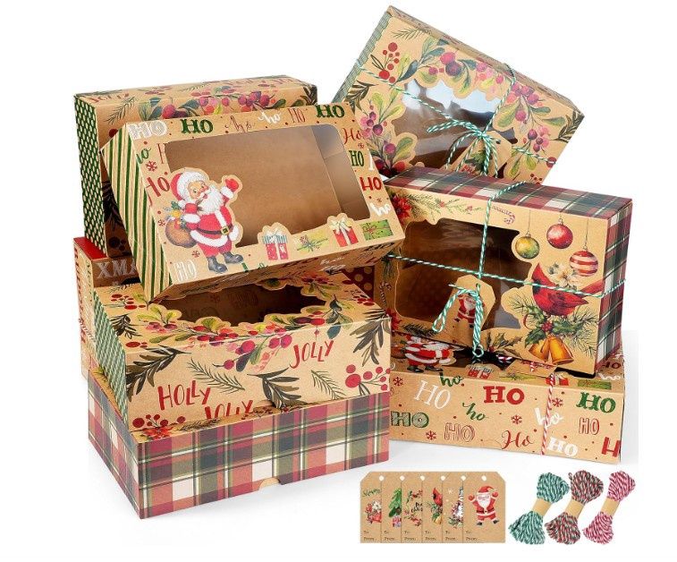 Christmas Treat Boxes/Gift Boxes with Windows - Medium (2pcs)