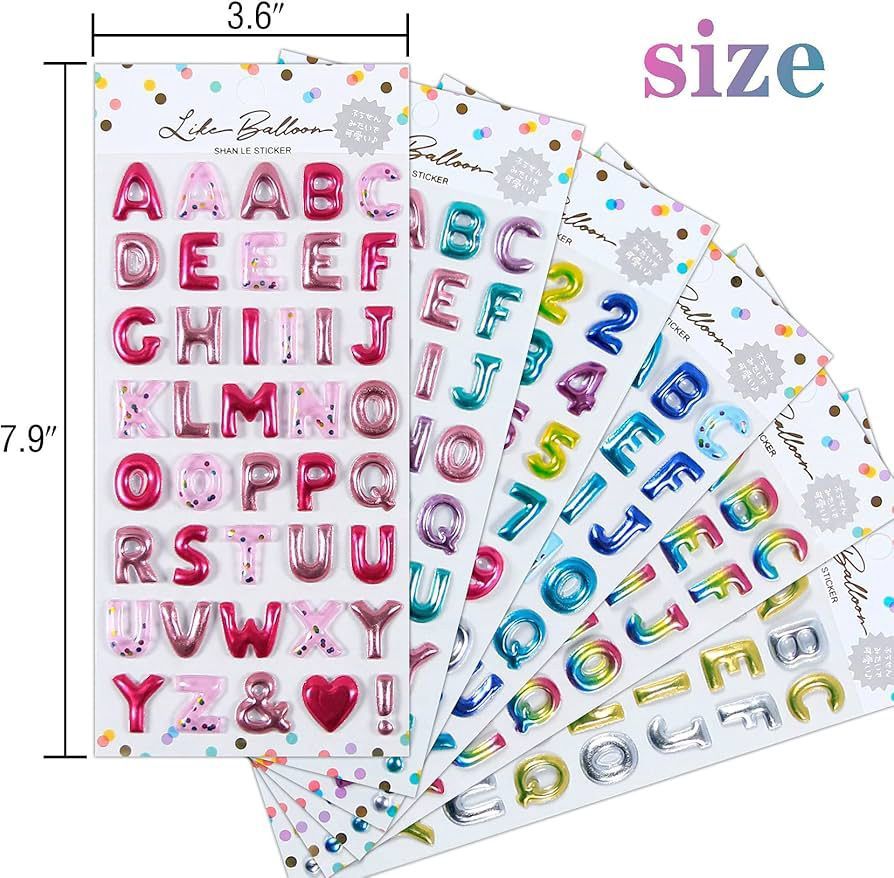Alphabet and Number Stickers - 3D Balloon Style