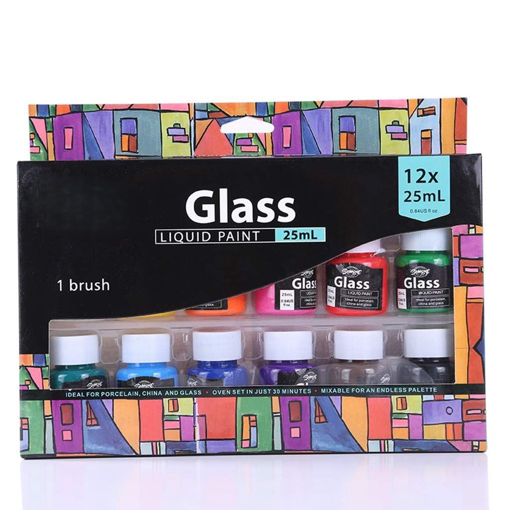 Fabric Paint Set with Brush - 12pcs