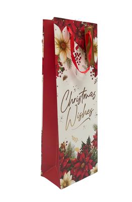 Christmas Wine Gift Bag - Poinsettias