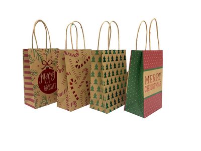 Christmas Gift Bag - Tradtional Kraft (Small)