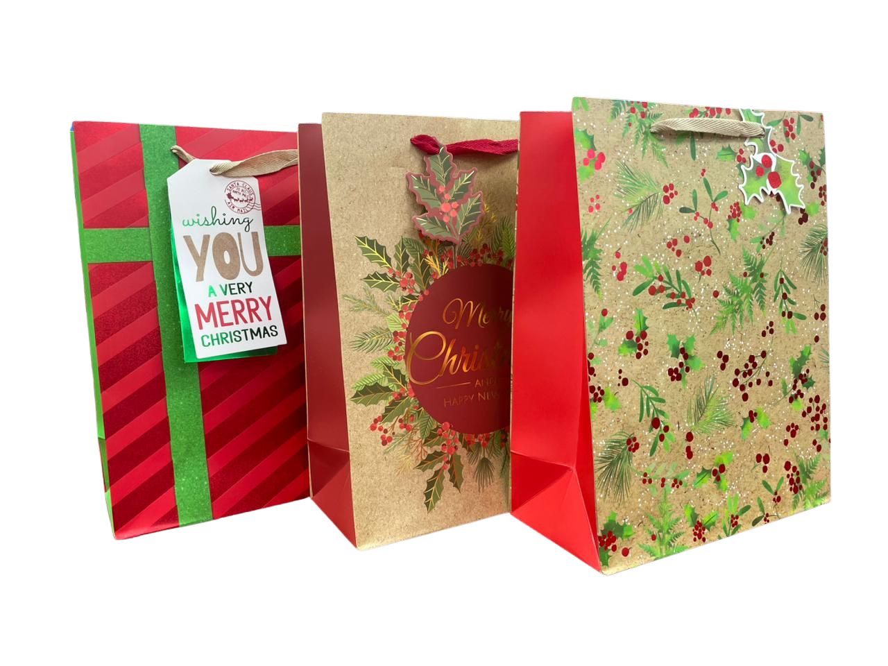 Christmas Gift Bag - Merry Christmas Kraft (Medium)