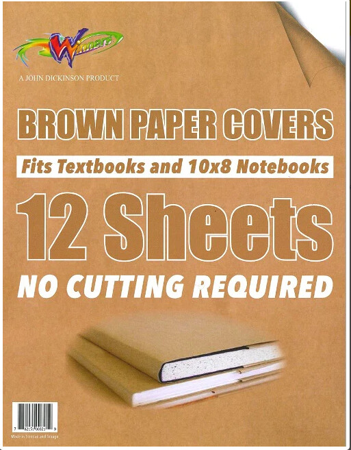 Brown Paper Covers- Notebooks and Textbooks (12 Sheets)