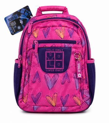 Yolo Backpack- Pink Hearts