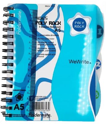 Poly Rock- 3 Subject Notebook A5 (Blue)