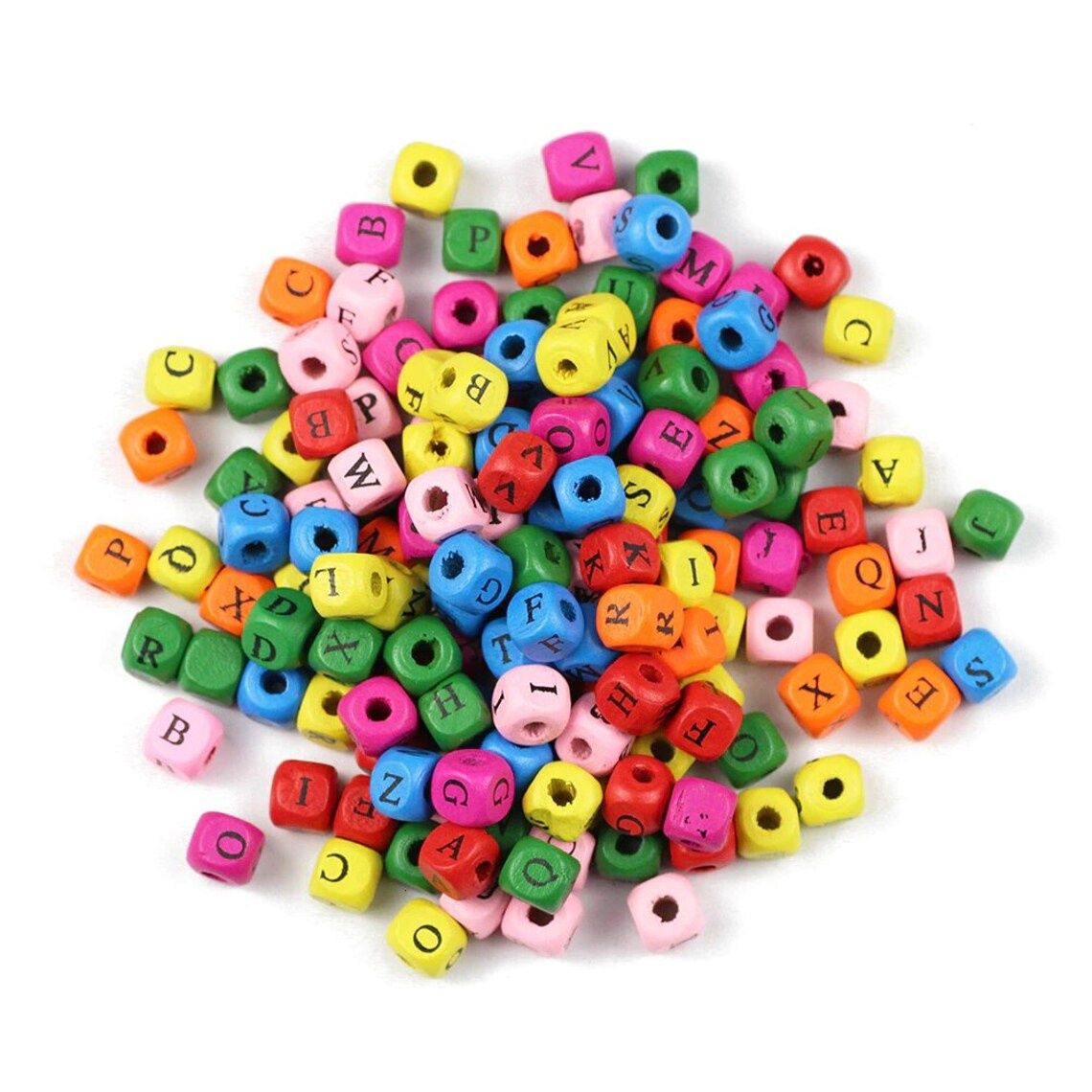 Wooden Alphabet Beads- Coloured