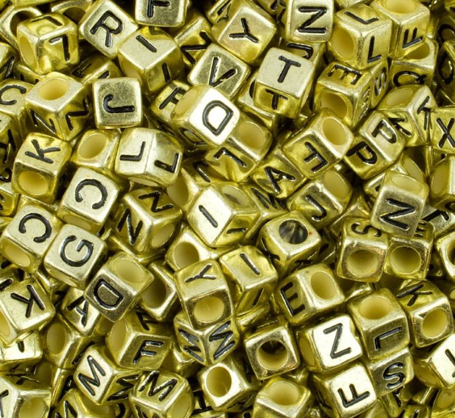 Golden Alphabet Beads