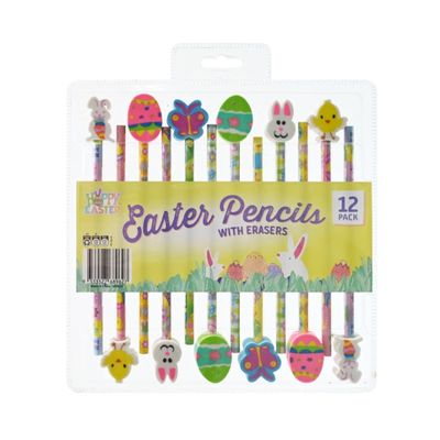 Easter Pencils with Erasers - 12 Pack