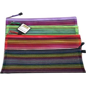 Stripe Mesh Pencil Case