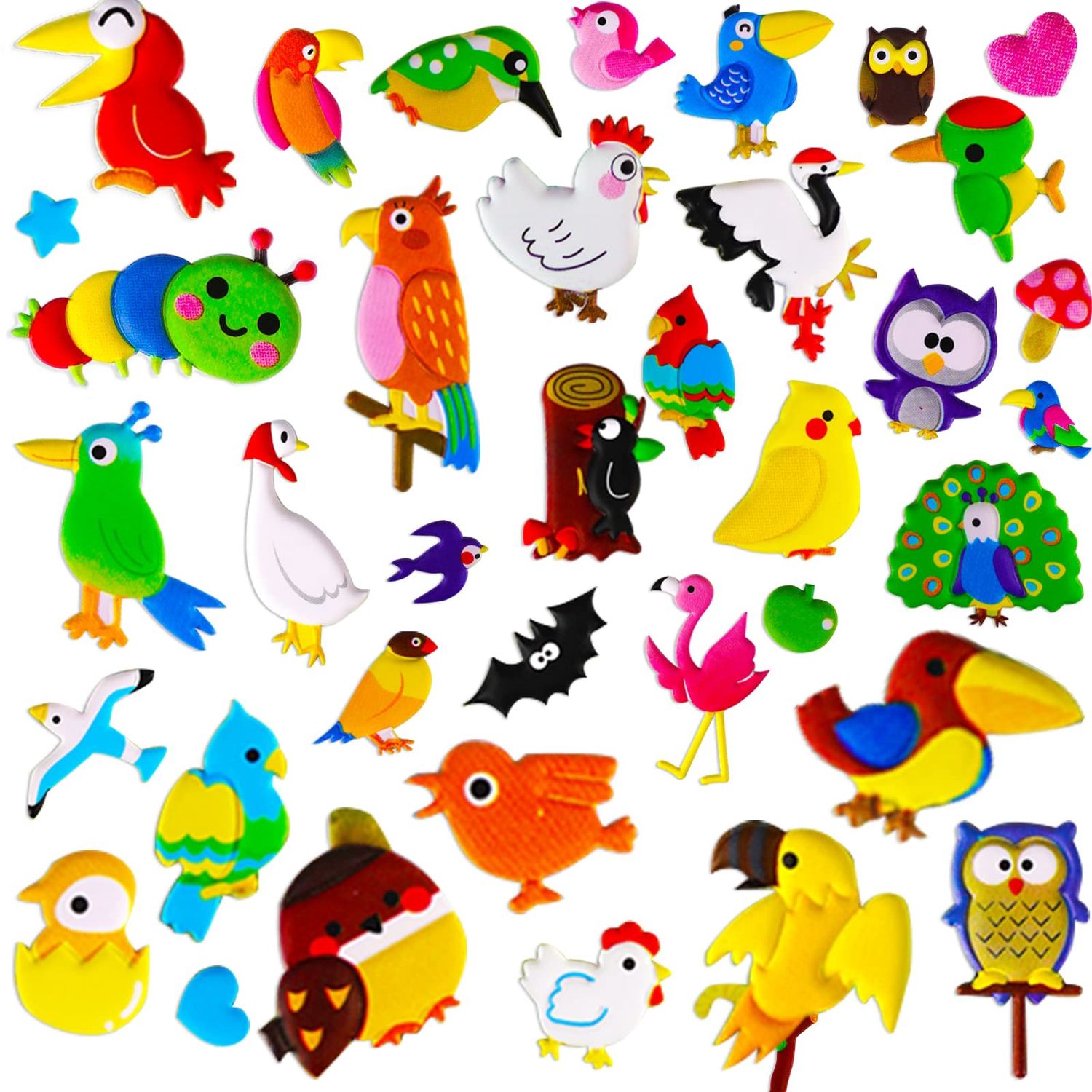 3D Foam Shaped Bird Stickers