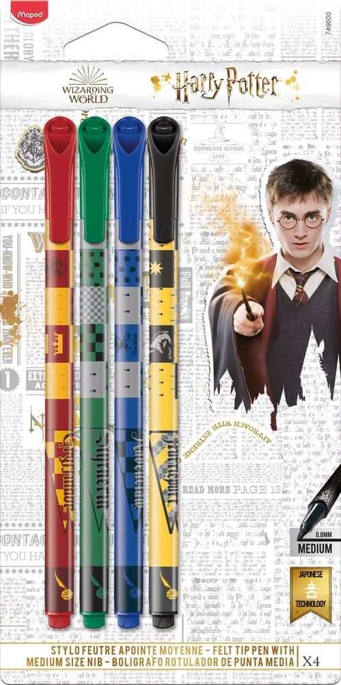 Felt Tip Markers 4pk - Harry Potter