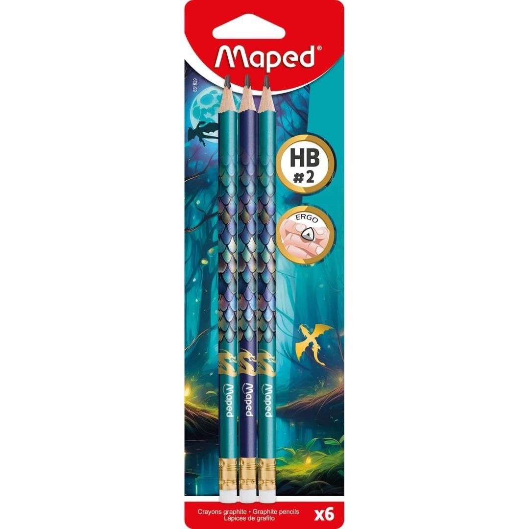 Pencils Graphite HB 6pk- Dragon Blister